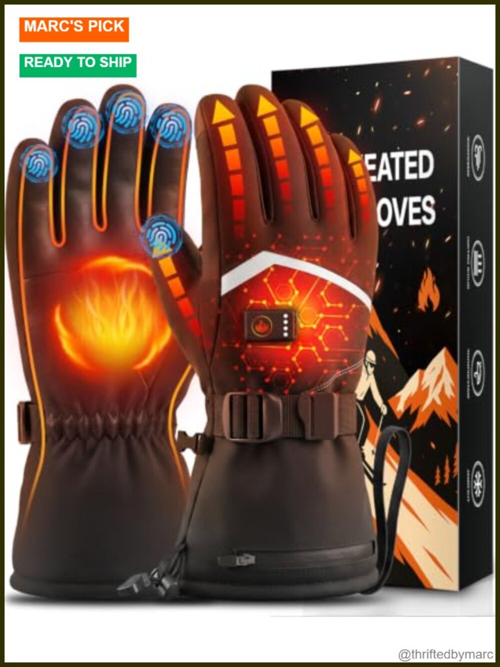 Rechargeable Electric Heated Ski Gloves Touchscreen Waterproof